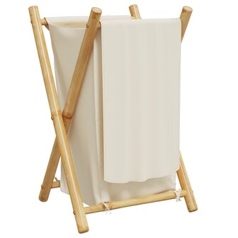 Wasmand 41,5x36x63,5 cm bamboe cr&egrave;mewit 6