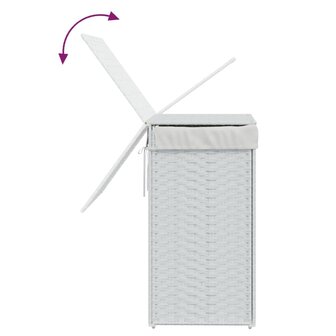 Wasmand met deksel 46x33x60 cm poly rattan wit 7