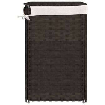 Wasmand met 2 vakken 53x35x57 cm poly rattan donkerbruin 5