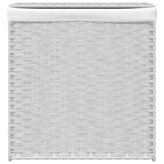 Wasmand met 2 vakken 53x35x57 cm poly rattan wit 3