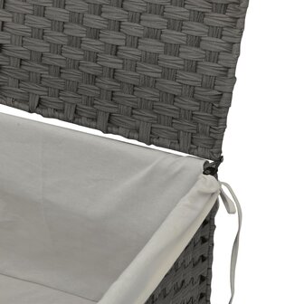Wasmand met deksel 55,5x35x34 cm poly rattan grijs 8