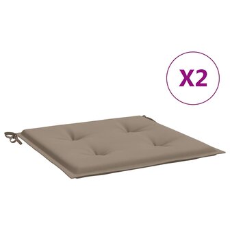 Tuinstoelkussens 2 st 40x40x3 cm oxford stof taupe 2