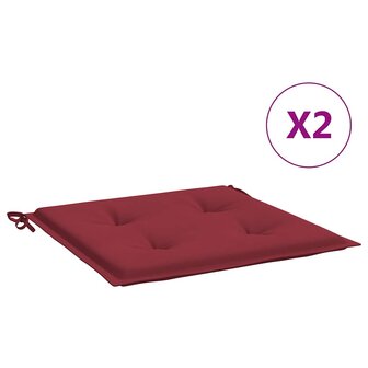 Tuinstoelkussens 2 st 40x40x3 cm oxford stof wijnrood 2
