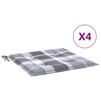Tuinstoelkussens 4 st 50x50x3 cm oxford stof ruitpatroon grijs 2