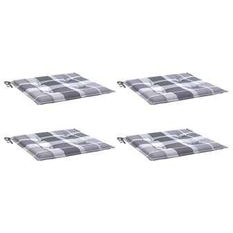 Tuinstoelkussens 4 st 50x50x3 cm oxford stof ruitpatroon grijs 3