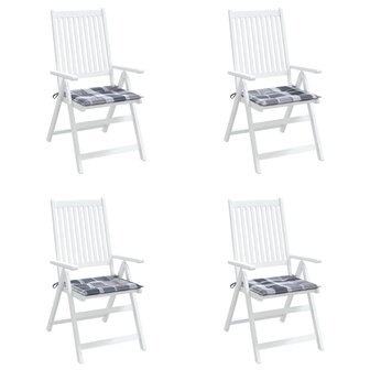 Tuinstoelkussens 4 st 50x50x3 cm oxford stof ruitpatroon grijs 4