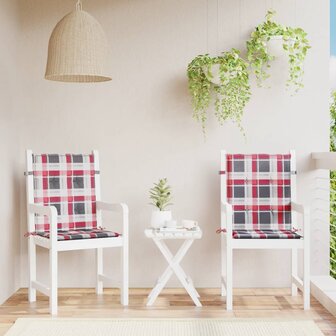 Tuinstoelkussens 2 st 100x50x3 cm oxford stof ruitpatroon rood 1