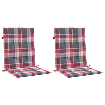 Tuinstoelkussens 2 st 100x50x3 cm oxford stof ruitpatroon rood 3
