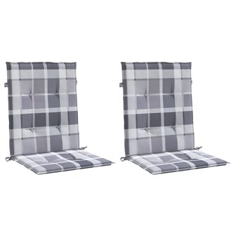 Tuinstoelkussens 2 st 100x50x3 cm oxford stof ruitpatroon grijs 3