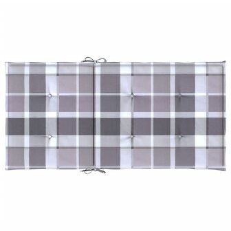 Tuinstoelkussens 2 st 100x50x3 cm oxford stof ruitpatroon grijs 7