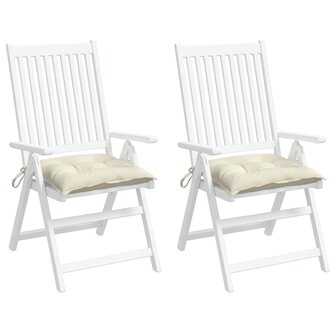 Stoelkussens 2 st 40x40x7 cm stof cr&egrave;mewit 4