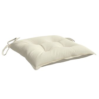 Stoelkussens 2 st 40x40x7 cm stof cr&egrave;mewit 5