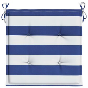 Tuinstoelkussens 2 st gestreept 40x40x3 cm stof wit en blauw 6