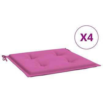 Tuinstoelkussens 4 st 40x40x3 cm stof roze 2