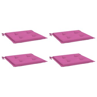 Tuinstoelkussens 4 st 40x40x3 cm stof roze 3