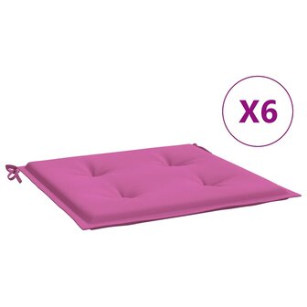 Tuinstoelkussens 6 st 40x40x3 cm stof roze 2