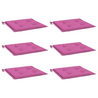 Tuinstoelkussens 6 st 40x40x3 cm stof roze 3