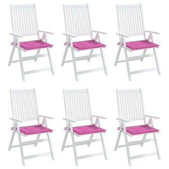 Tuinstoelkussens 6 st 40x40x3 cm stof roze 4