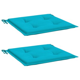 Tuinstoelkussens 2 st 40x40x3 cm stof turquoise 3