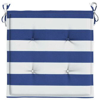 Tuinstoelkussens 4 st gestreept 50x50x3 cm stof wit en blauw 6