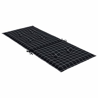 Stoelkussens 2 st hoge rug ruitpatroon stof zwart 5