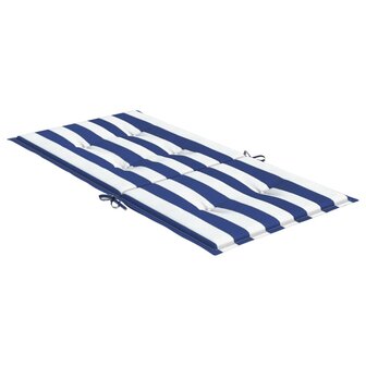 Stoelkussens 4 st lage rug gestreept stof wit en blauw 6