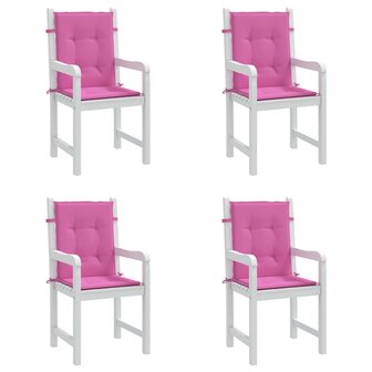 Stoelkussens 4 st lage rug stof roze 4