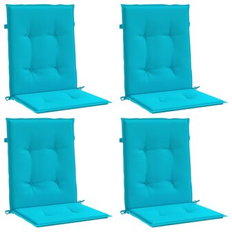 Stoelkussens 4 st lage rug stof turquoise 3