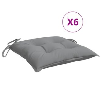 Stoelkussens 6 st 40x40x7 cm oxford stof grijs 2