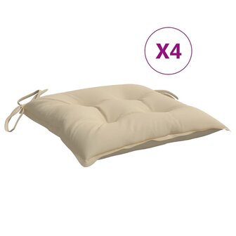 Stoelkussens 4 st 40x40x7 cm oxford stof beige 2