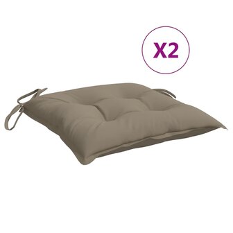 Stoelkussens 2 st 40x40x7 cm oxford stof taupe 2