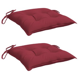 Stoelkussens 2 st 40x40x7 cm oxford stof wijnrood 3