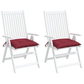 Stoelkussens 2 st 40x40x7 cm oxford stof wijnrood 4