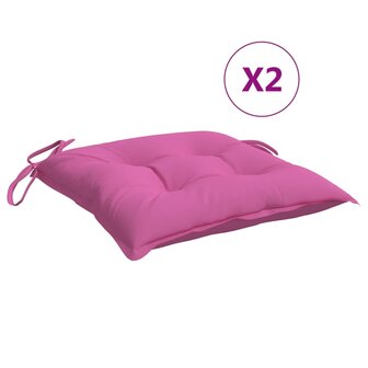 Stoelkussens 2 st 40x40x7 cm stof roze 2
