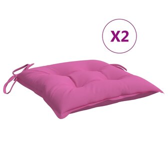 Stoelkussens 4 st 40x40x7 cm stof roze 2