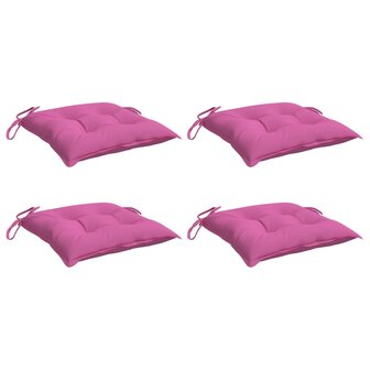 Stoelkussens 4 st 40x40x7 cm stof roze 3