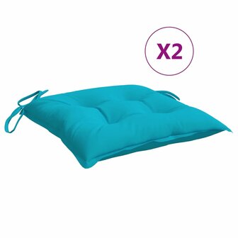 Stoelkussens 2 st 40x40x7 cm stof turquoise 2