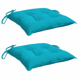 Stoelkussens 2 st 40x40x7 cm stof turquoise 3