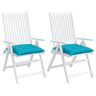 Stoelkussens 2 st 40x40x7 cm stof turquoise 4