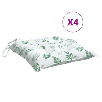 Stoelkussens 4 st 50x50x7 cm stof bladpatroon 2