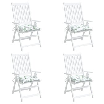 Stoelkussens 4 st 50x50x7 cm stof bladpatroon 4