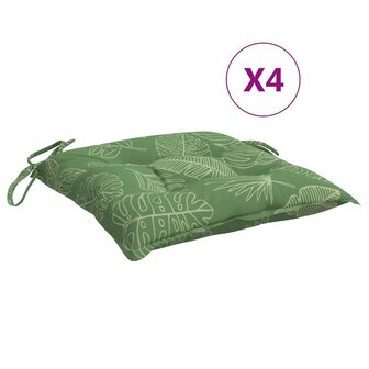 Stoelkussens 4 st bladpatroon 50x50x7 cm stof 2