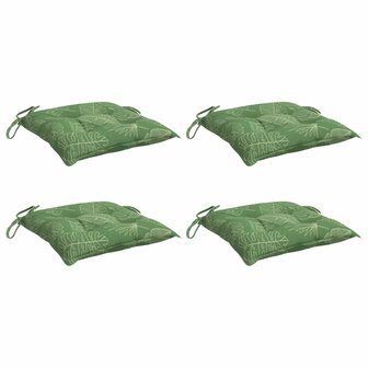 Stoelkussens 4 st bladpatroon 50x50x7 cm stof 3