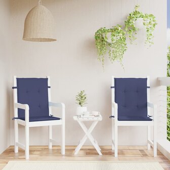 Stoelkussens 2 st lage rug stof marineblauw 1