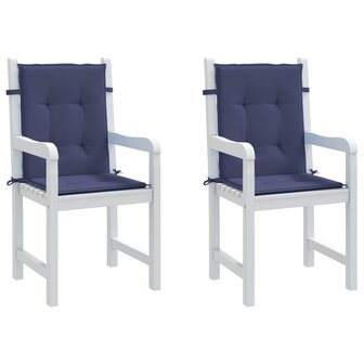 Stoelkussens 2 st lage rug stof marineblauw 4