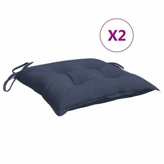 Stoelkussens 2 st 50x50x7 cm oxford stof marineblauw 2