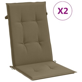 Stoelkussens 2 st hoge rug 120x50x4 cm stof gem&ecirc;leerd taupe 2