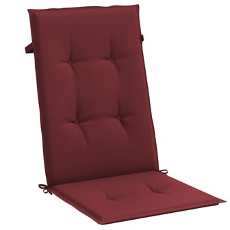 Stoelkussens 2 st hoge rug 120x50x4 cm stof gem&ecirc;leerd wijnrood 5
