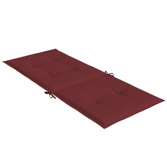 Stoelkussens 2 st hoge rug 120x50x4 cm stof gem&ecirc;leerd wijnrood 6