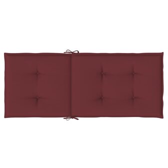 Stoelkussens 2 st hoge rug 120x50x4 cm stof gem&ecirc;leerd wijnrood 7